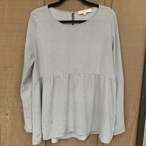 LOFT flowy peplum top with bell sleeves